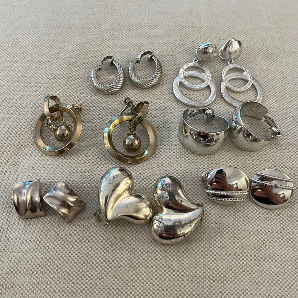 Vintage silver clip on earring bundle